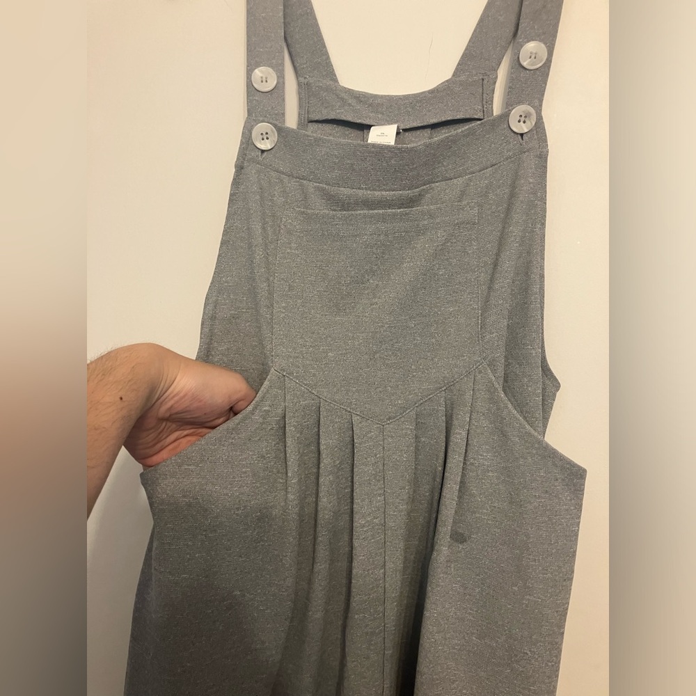 Halara wide leg Adjustable Strap Button Multiple Pocket Overalls grey small - Picture 5 of 15